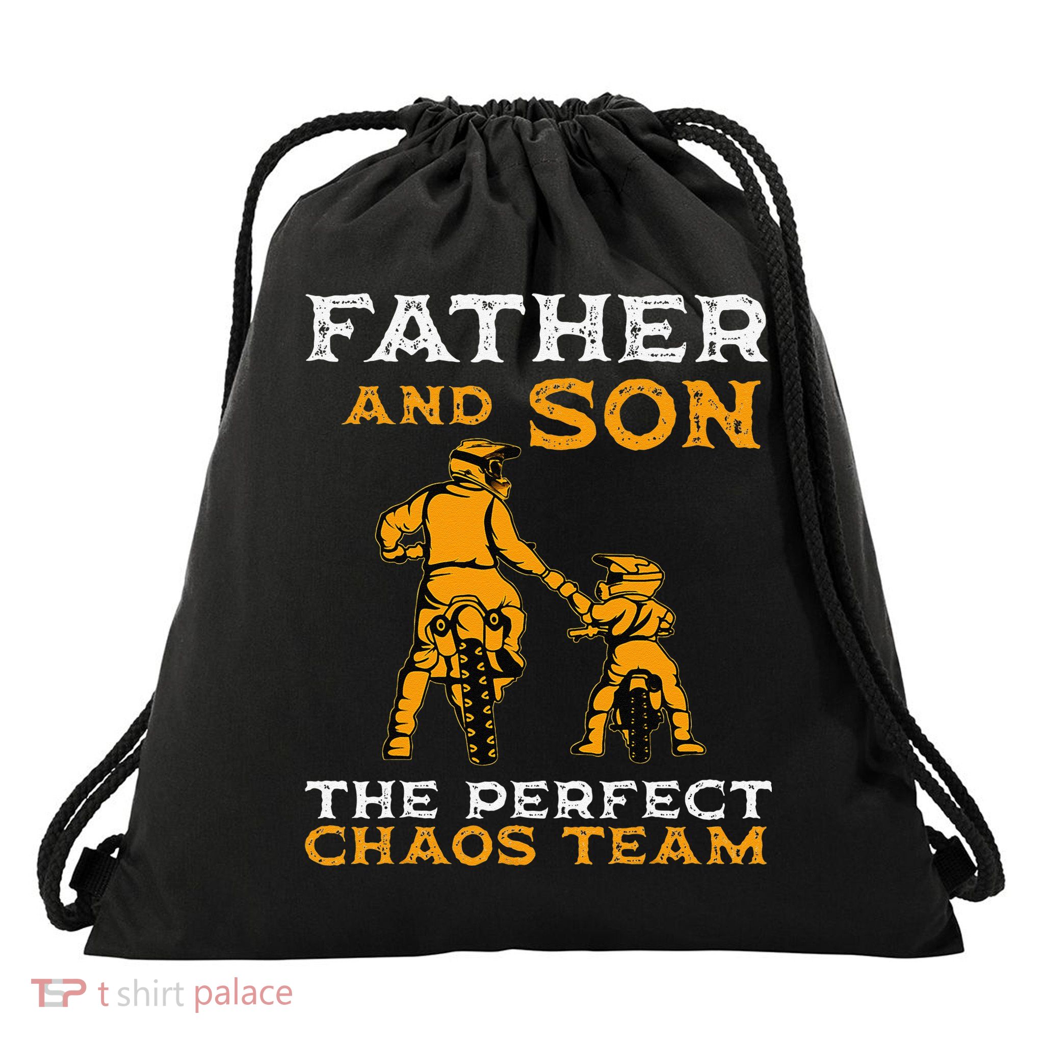 Father And Son Team Fathers Day Drawstring Bag