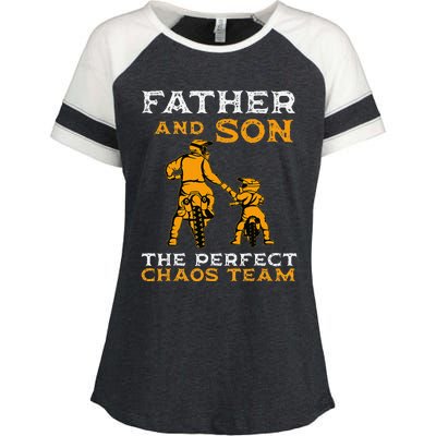 Father And Son Team Fathers Day Enza Ladies Jersey Colorblock Tee