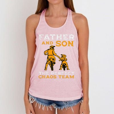 Father And Son Team Fathers Day Women's Knotted Racerback Tank