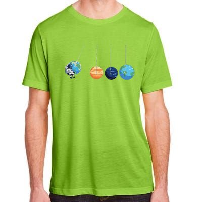 Funny Astronaut Swing Planets Space Newtons Cradle Pendulum Adult ChromaSoft Performance T-Shirt