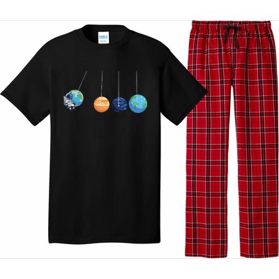 Funny Astronaut Swing Planets Space Newtons Cradle Pendulum Pajama Set