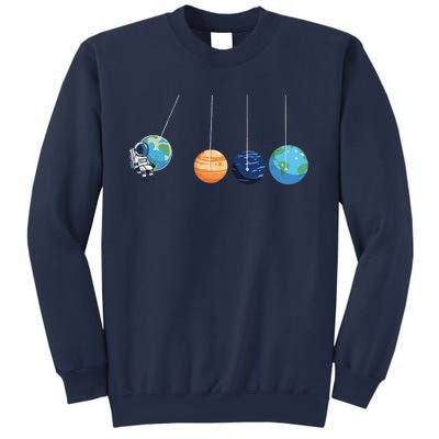 Funny Astronaut Swing Planets Space Newtons Cradle Pendulum Sweatshirt