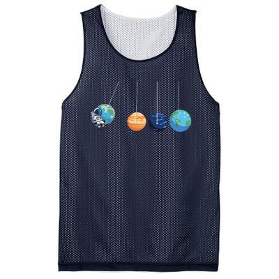 Funny Astronaut Swing Planets Space Newtons Cradle Pendulum Mesh Reversible Basketball Jersey Tank