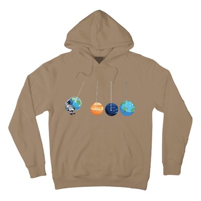 Funny Astronaut Swing Planets Space Newtons Cradle Pendulum Hoodie