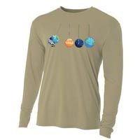 Funny Astronaut Swing Planets Space Newtons Cradle Pendulum Cooling Performance Long Sleeve Crew