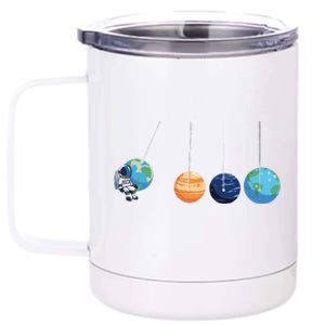 Funny Astronaut Swing Planets Space Newtons Cradle Pendulum 12 oz Stainless Steel Tumbler Cup