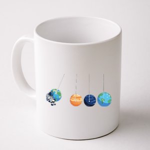 Funny Astronaut Swing Planets Space Newtons Cradle Pendulum Coffee Mug