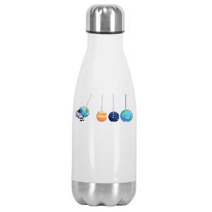 Funny Astronaut Swing Planets Space Newtons Cradle Pendulum Stainless Steel Insulated Water Bottle