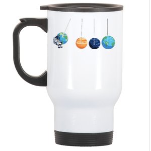 Funny Astronaut Swing Planets Space Newtons Cradle Pendulum Stainless Steel Travel Mug