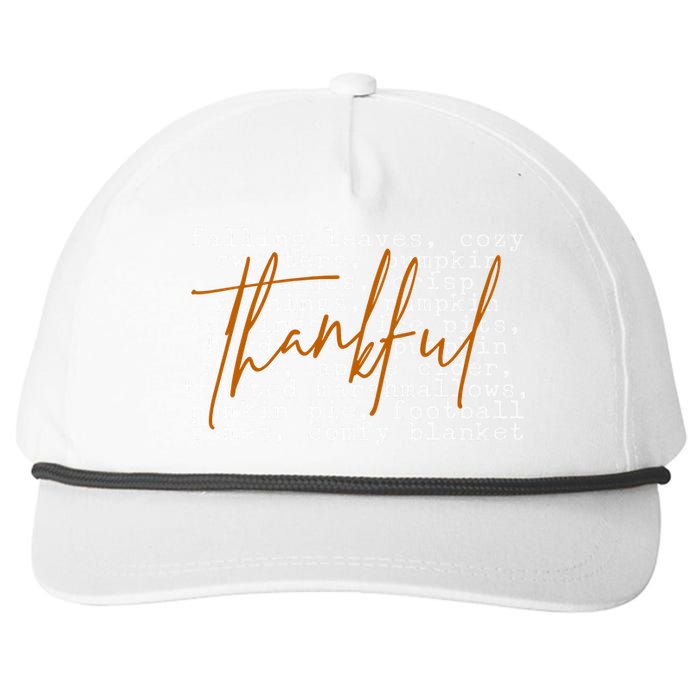 Fall Autumn Season Thankful Quote Snapback Five-Panel Rope Hat