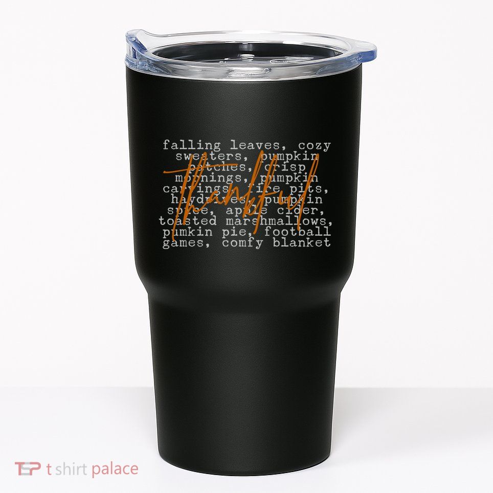 Fall Autumn Season Thankful Quote Tumbler