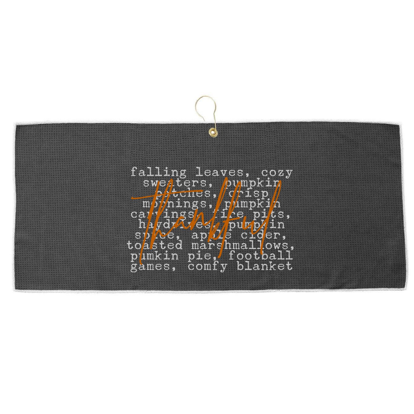 Fall Autumn Season Thankful Quote Large Microfiber Waffle Golf Towel