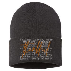 Fall Autumn Season Thankful Quote Sustainable Knit Beanie