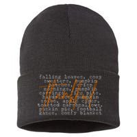 Fall Autumn Season Thankful Quote Sustainable Knit Beanie