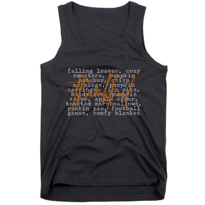 Fall Autumn Season Thankful Quote Tank Top