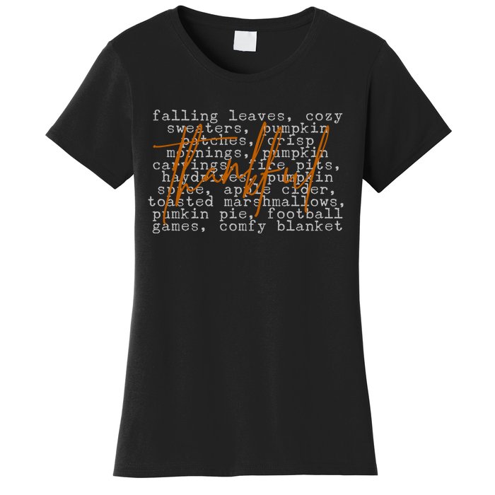 Fall Autumn Season Thankful Quote Women's T-Shirt