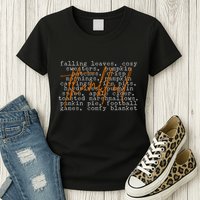 Fall Autumn Season Thankful Quote Womens T-Shirt