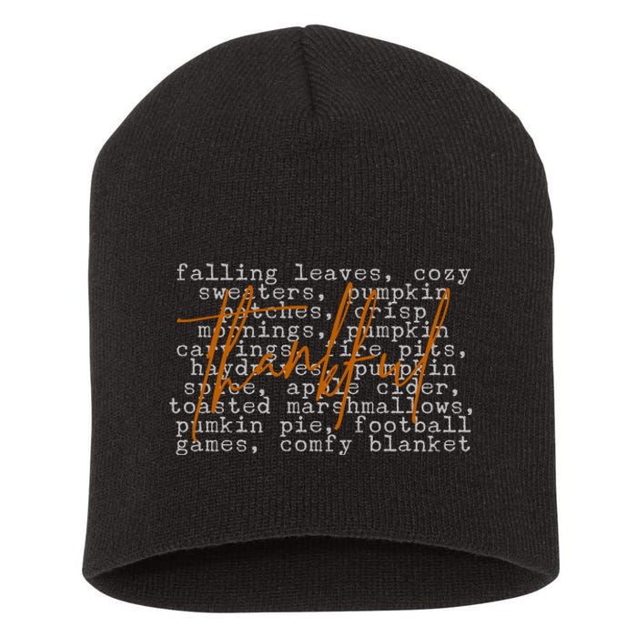 Fall Autumn Season Thankful Quote Short Acrylic Beanie