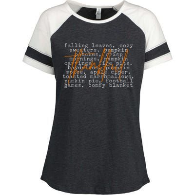 Fall Autumn Season Thankful Quote Enza Ladies Jersey Colorblock Tee