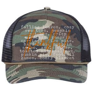 Fall Autumn Season Thankful Quote Retro Rope Trucker Hat Cap