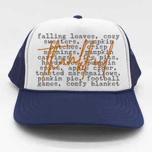 Fall Autumn Season Thankful Quote Trucker Hat