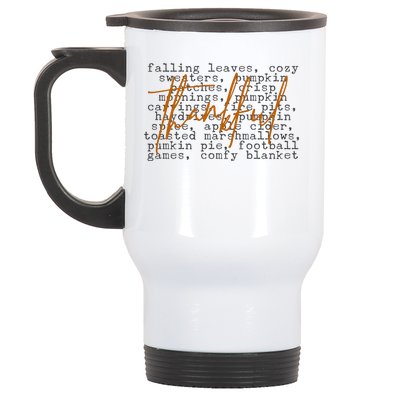 Fall Autumn Season Thankful Quote Stainless Steel Travel Mug