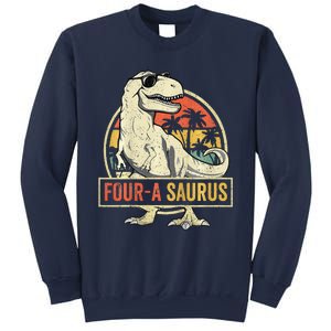 Four A Saurus Birthday T Rex 4 Year Old Dino 4th Dinosaur Sweatshirt