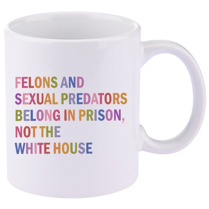 Felons And Sexual Predators Belong In Prison Not The White House 11oz C Handle Ceramic Mug