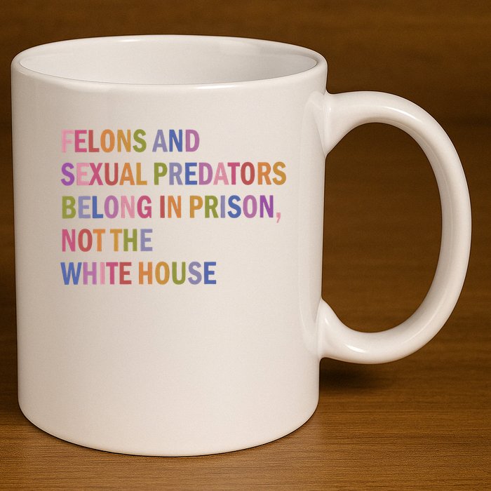 Felons And Sexual Predators Belong In Prison Not The White House 11oz C Handle Ceramic Mug