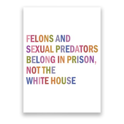 Felons And Sexual Predators Belong In Prison Not The White House Poster
