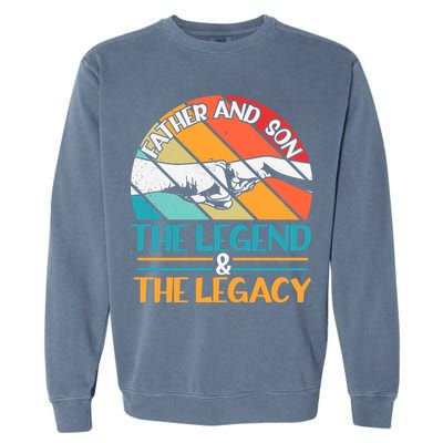 Father And Son The Legend The Legacy Retro Vintage Garment-Dyed Sweatshirt