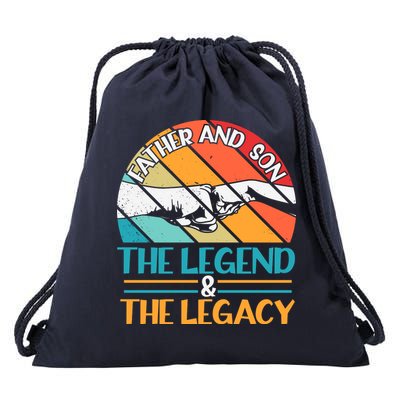 Father And Son The Legend The Legacy Retro Vintage Drawstring Bag