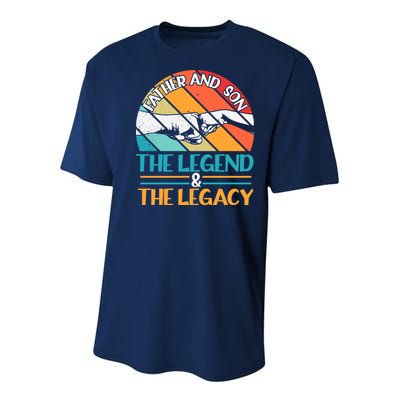 Father And Son The Legend The Legacy Retro Vintage Youth Performance Sprint T-Shirt