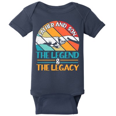 Father And Son The Legend The Legacy Retro Vintage Baby Bodysuit
