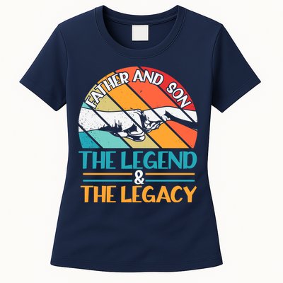 Father And Son The Legend The Legacy Retro Vintage Womens T-Shirt