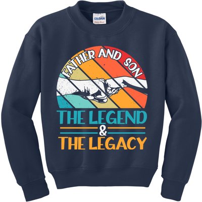 Father And Son The Legend The Legacy Retro Vintage Kids Sweatshirt
