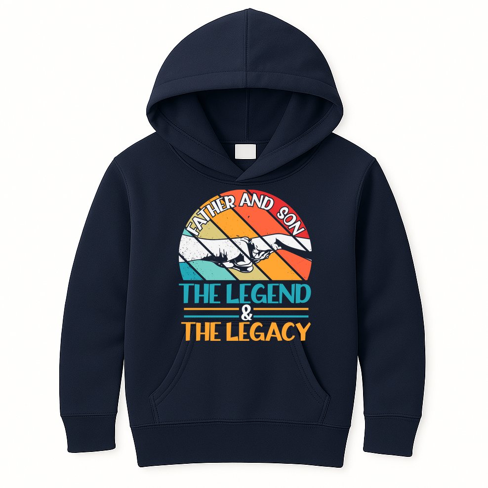 Father And Son The Legend The Legacy Retro Vintage Kids Hoodie