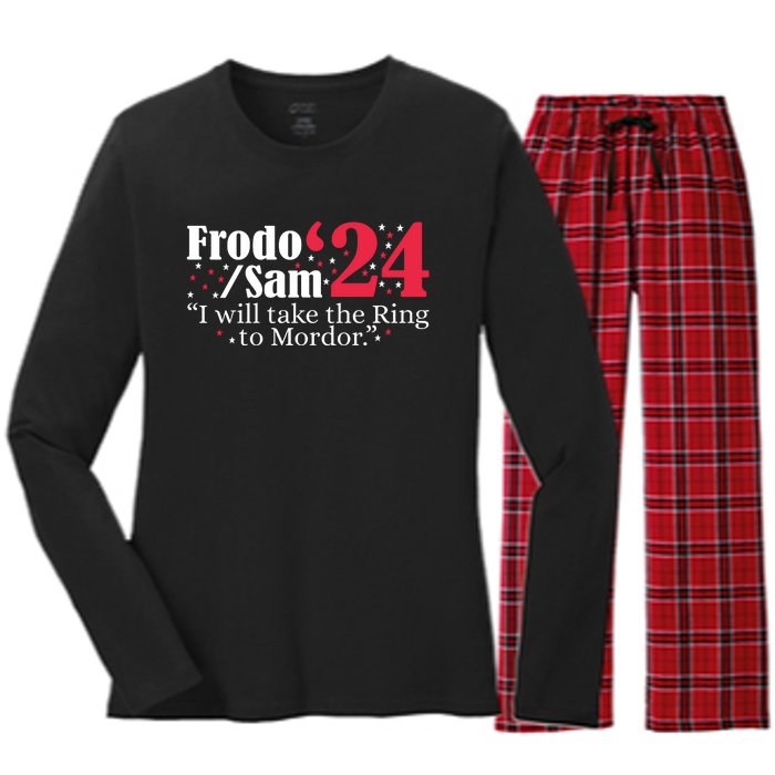 Frodo And Sam 2024 I Will Take The Ring To Mordor 2024 Women's Long Sleeve Flannel Pajama Set 