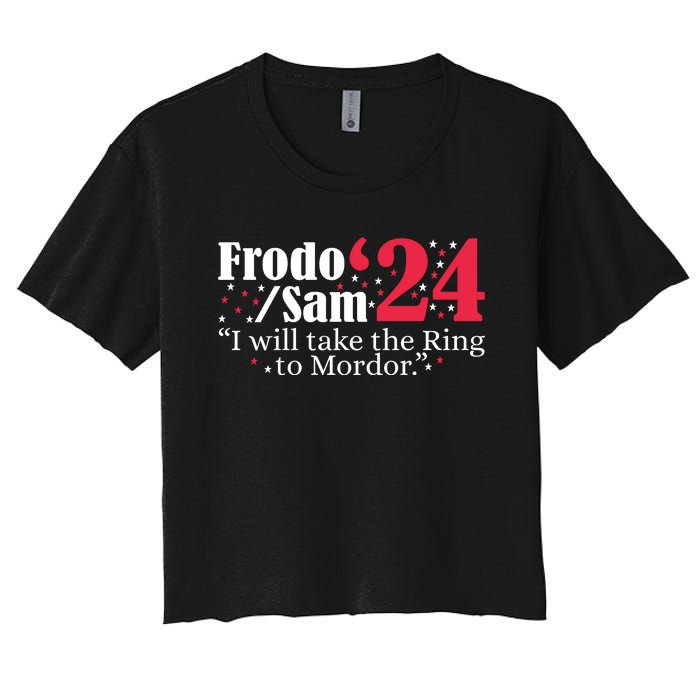 Frodo And Sam 2024 I Will Take The Ring To Mordor 2024 Women's Crop Top Tee