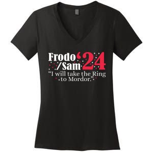 Frodo And Sam 2024 I Will Take The Ring To Mordor 2024 Women's V-Neck T-Shirt