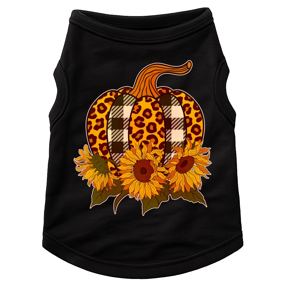 Fashion Autumn Leopard Buffalo Plaid Pumpkin Doggie Tank