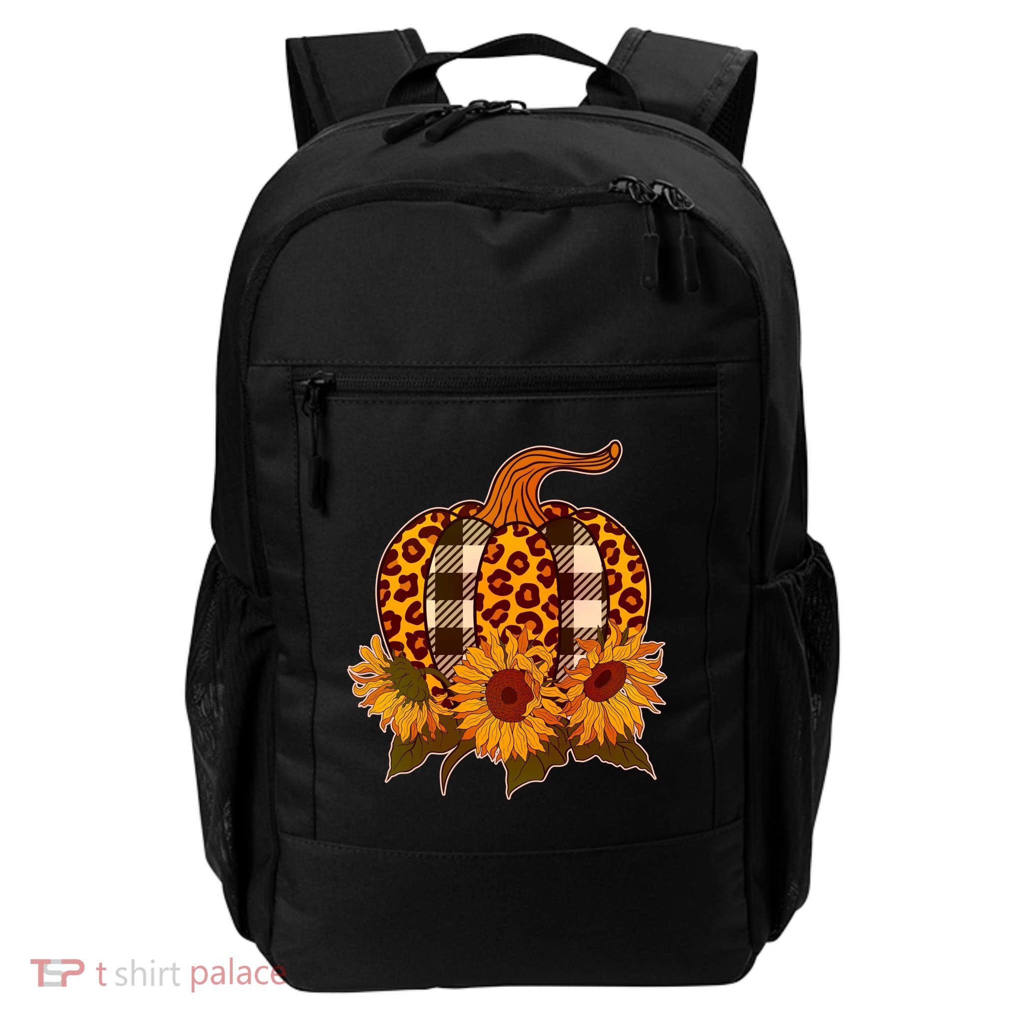 Fashion Autumn Leopard Buffalo Plaid Pumpkin Daily Commute Backpack