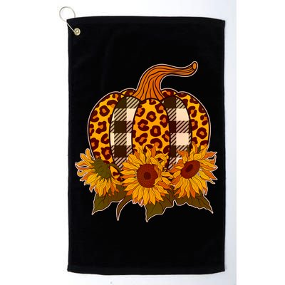 Fashion Autumn Leopard Buffalo Plaid Pumpkin Golf Towel