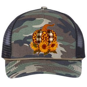 Fashion Autumn Leopard Buffalo Plaid Pumpkin Retro Rope Trucker Hat Cap