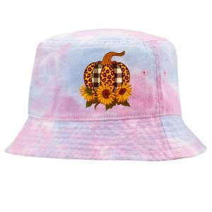 Fashion Autumn Leopard Buffalo Plaid Pumpkin Tie-Dyed Bucket Hat