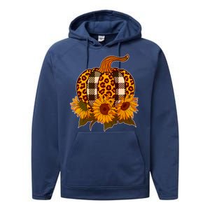 Fashion Autumn Leopard Buffalo Plaid Pumpkin Performance Fleece Hoodie