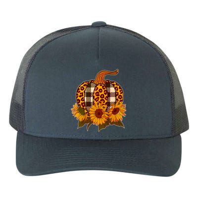 Fashion Autumn Leopard Buffalo Plaid Pumpkin Yupoong Adult 5-Panel Trucker Hat