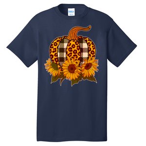 Fashion Autumn Leopard Buffalo Plaid Pumpkin Tall T-Shirt