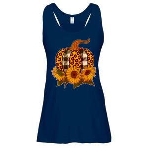 Fashion Autumn Leopard Buffalo Plaid Pumpkin Ladies Essential Flowy Tank