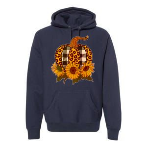 Fashion Autumn Leopard Buffalo Plaid Pumpkin Premium Hoodie